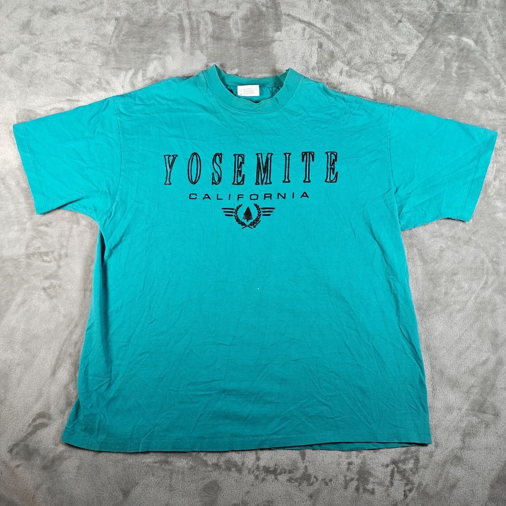 Vintage Yosemite California Shirt Mens XL Green Single Stitch Made In USA 80s
